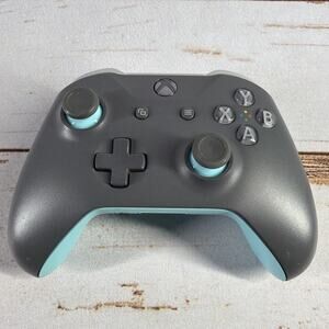 Xbox One Wireless Controller Model 1708 Grey Blue Teal Missing Battery Cover
